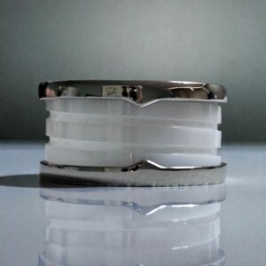 White And Silver Wide Band Ring